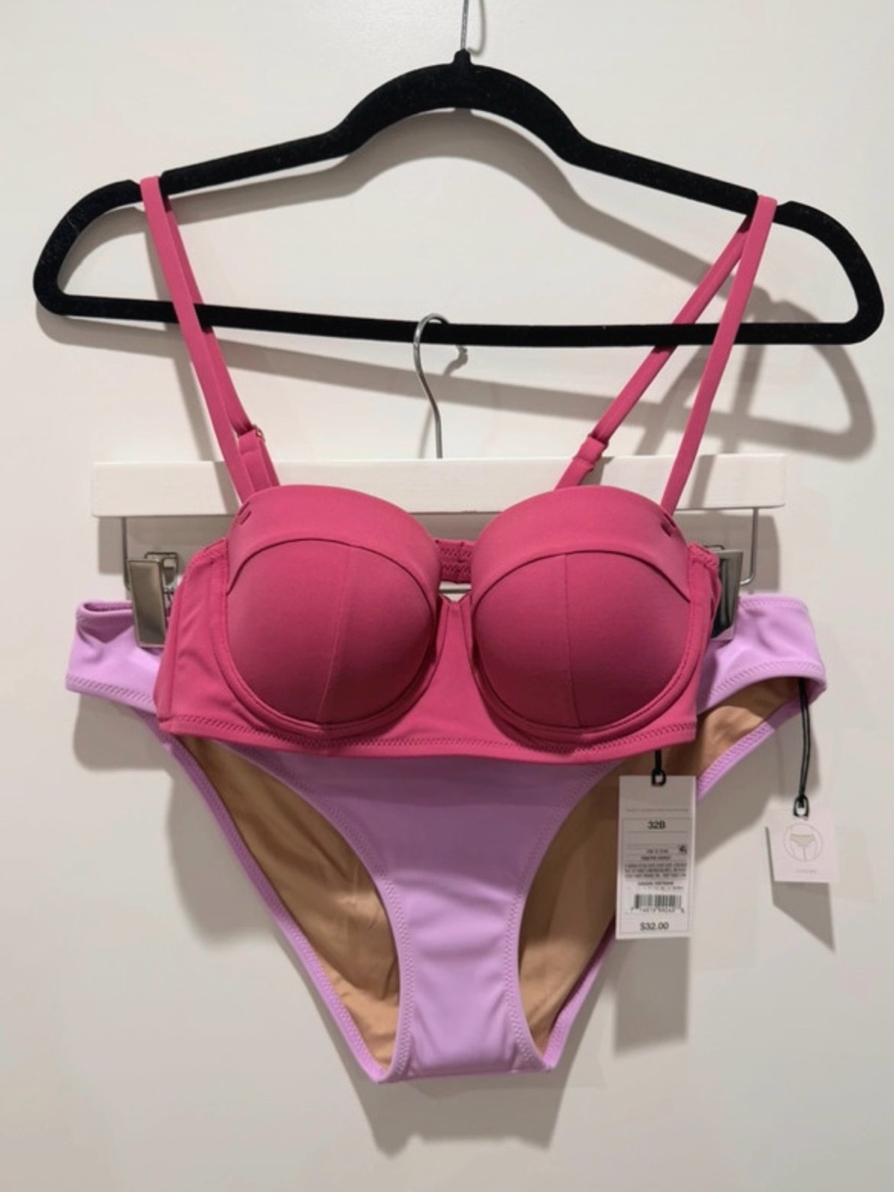 Shade & Shore Pink Bikini Top with Deep Pink Trim